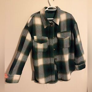 Plaid wool shacket